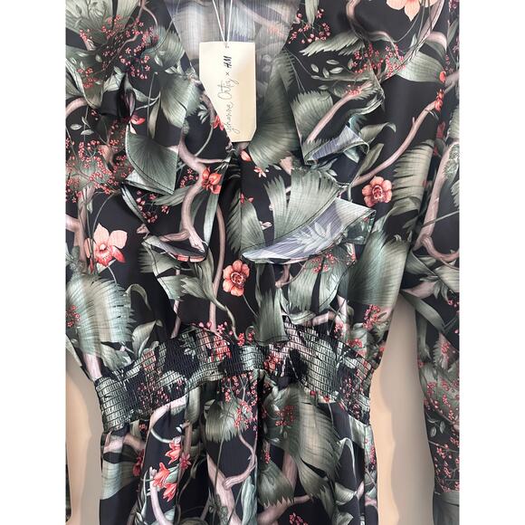 H&M Johanna Ortiz NWT Hawaiian Tropical Floral Dress Size XS - Picture 3 of 5